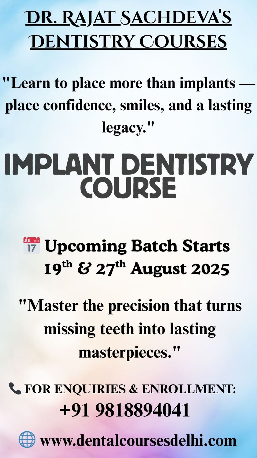 implant dentistry course 2025 batch